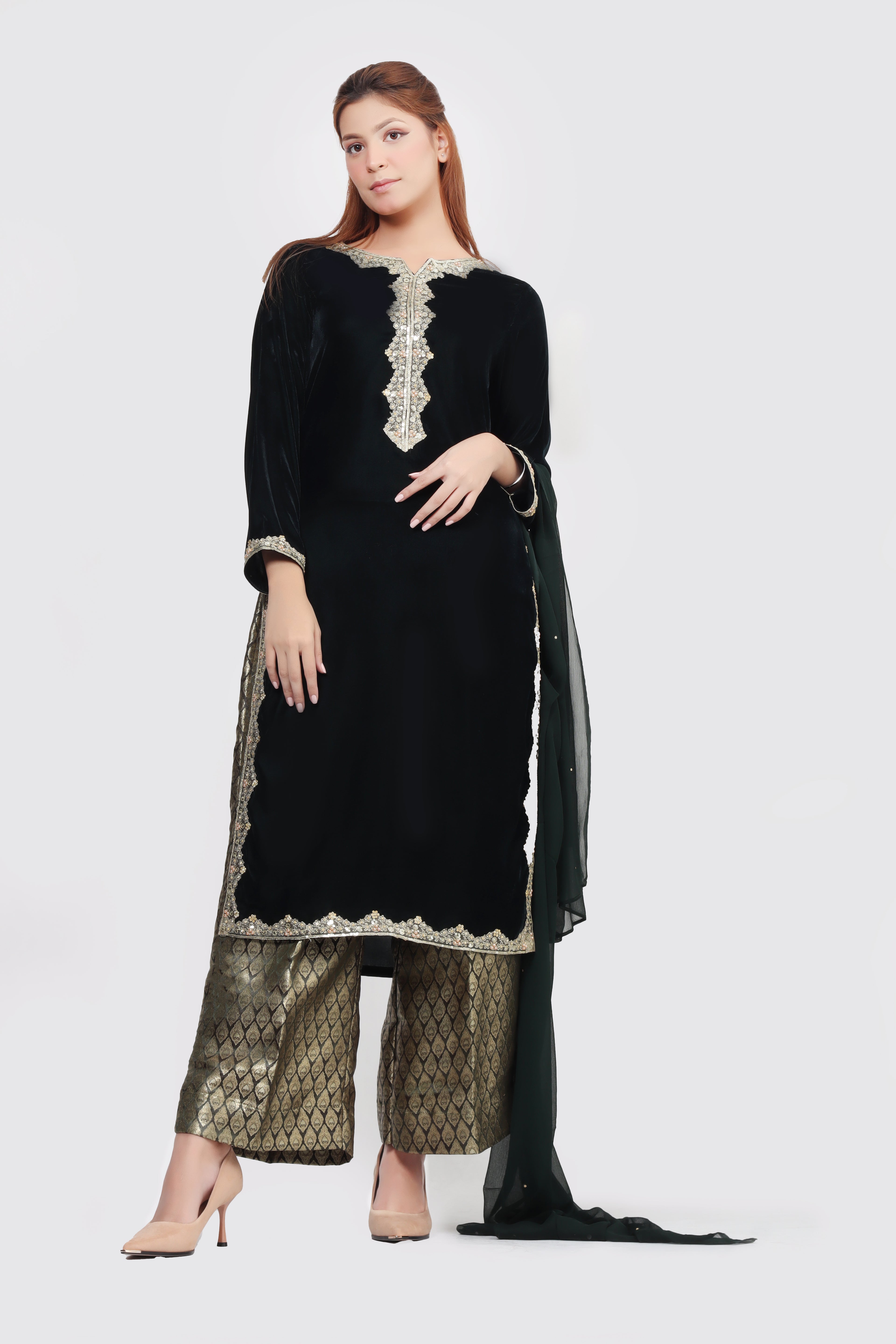 Majesty Velvet Set - 3 Piece Stitched Suit