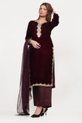 Obsidian Royale Velvet Outfit - 3 Piece Stitched Suit