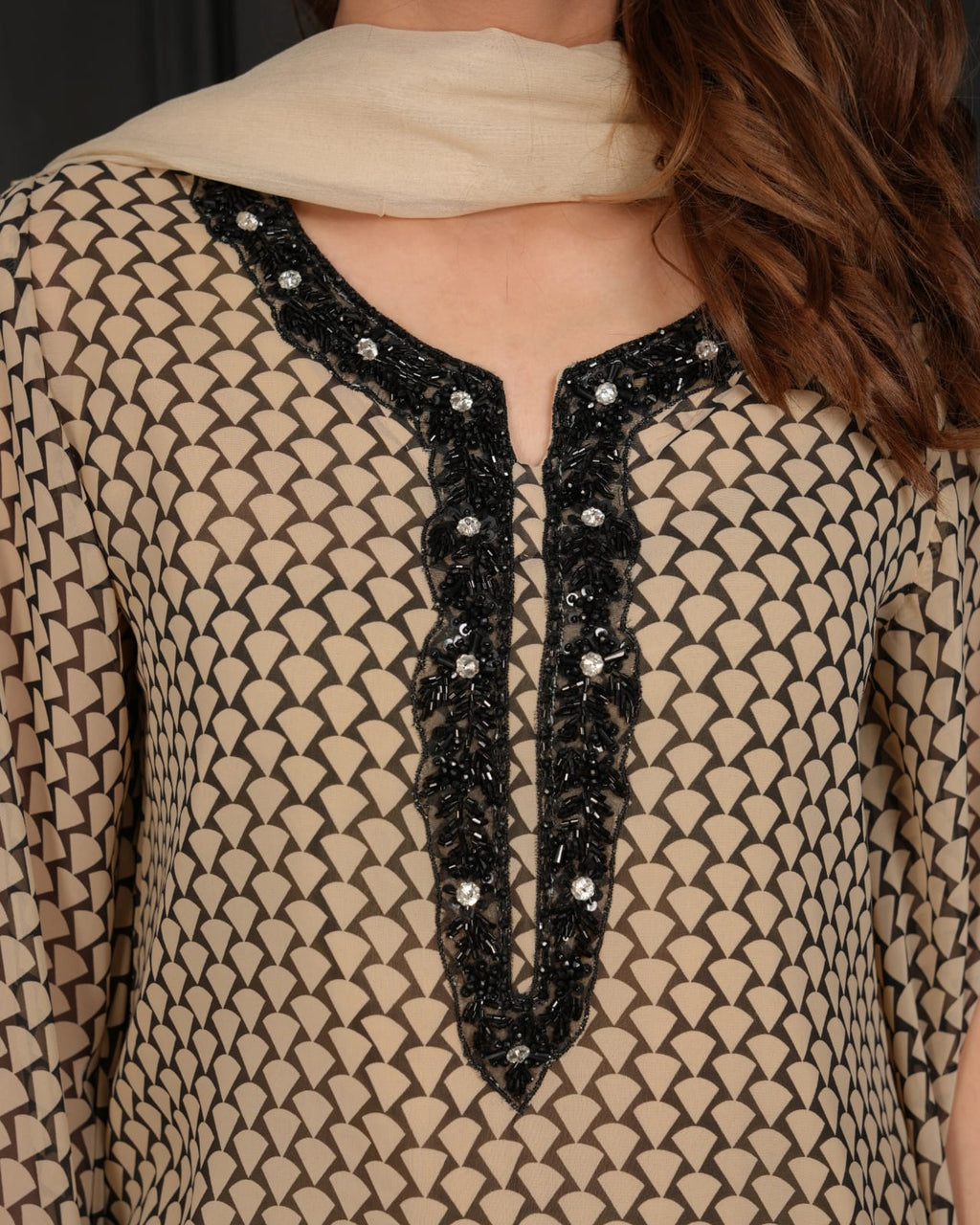 Beige Aura -3 Piece Stitched suit