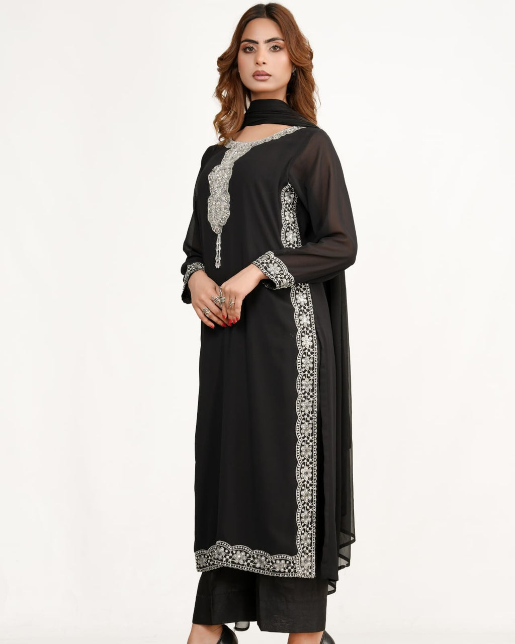 Silver Noir-3 Piece Stitched suit