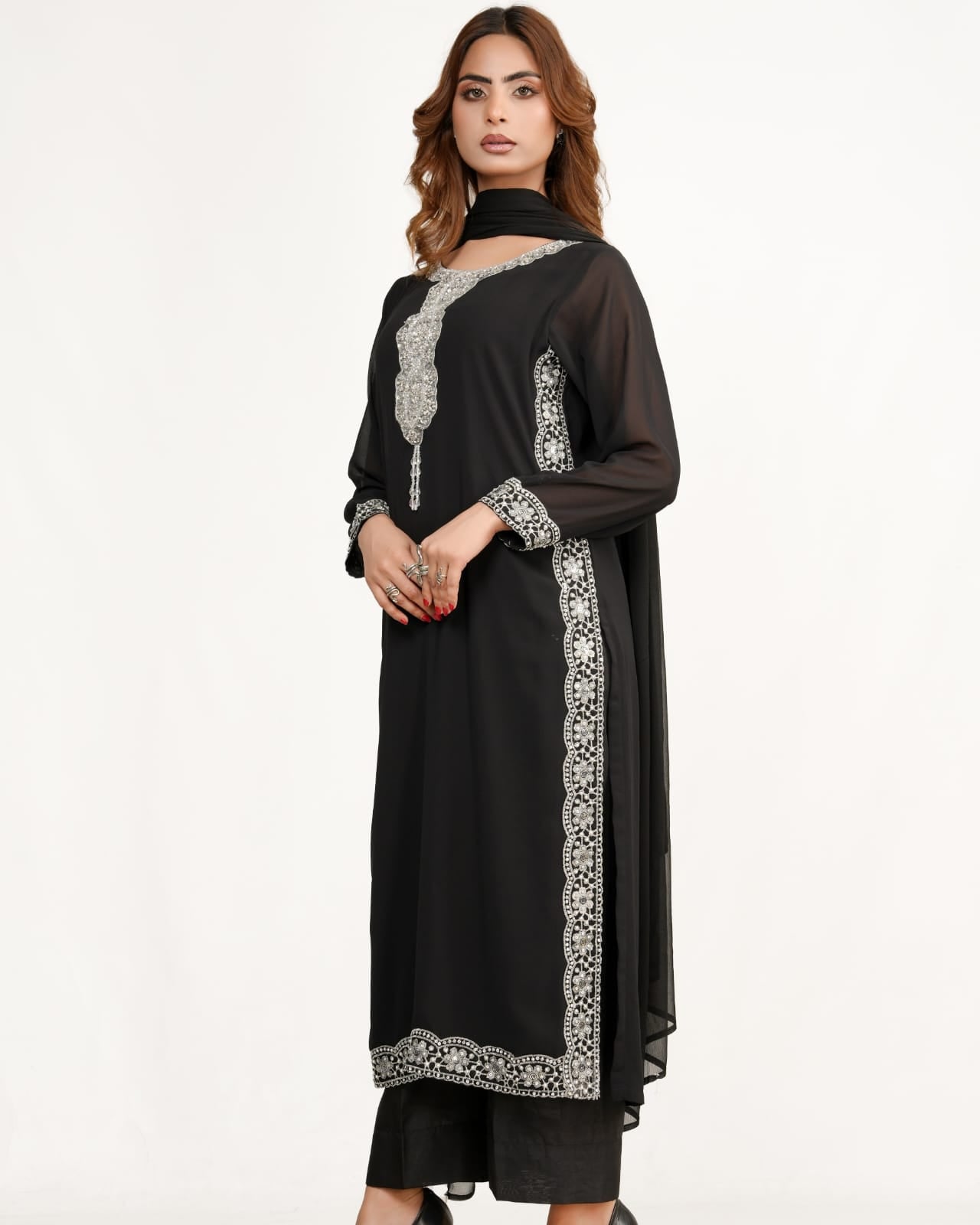 Silver Noir-3 Piece Stitched suit