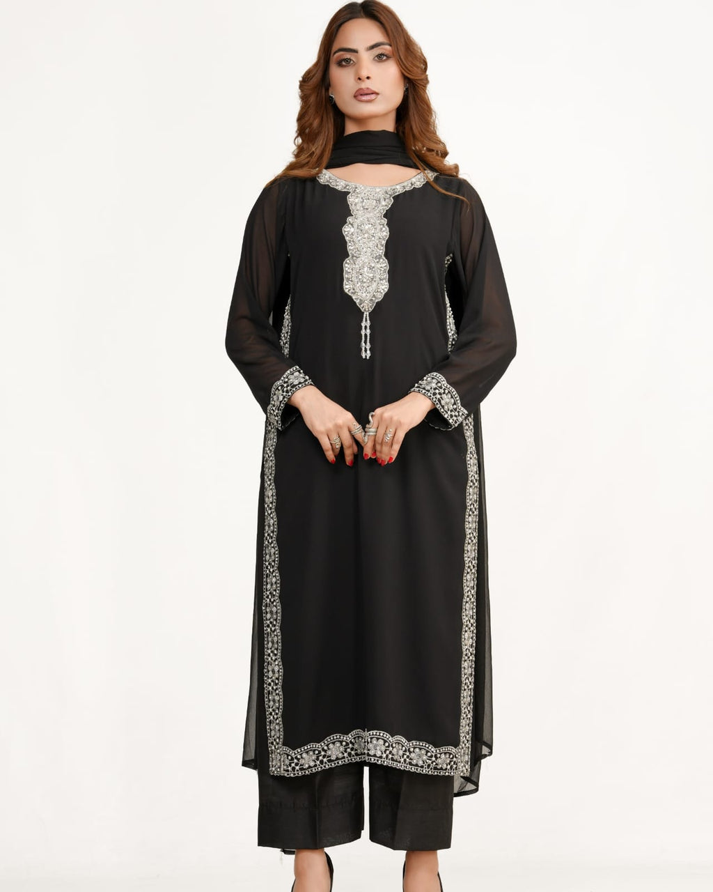 Silver Noir-3 Piece Stitched suit