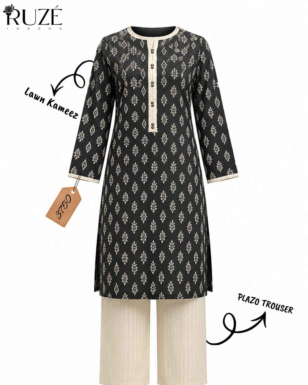 Rayon/Lilan Lawn Cotton Kameez with Plazo Trouser