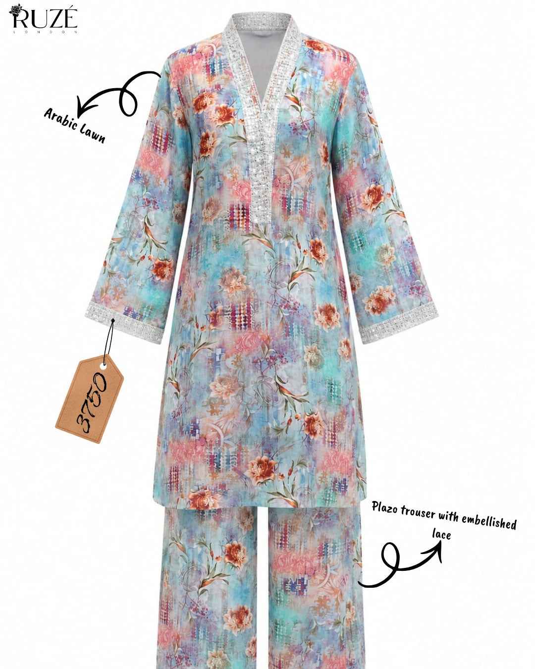 Sahara Noor – 2 Piece Arabic Lawn Ensemble