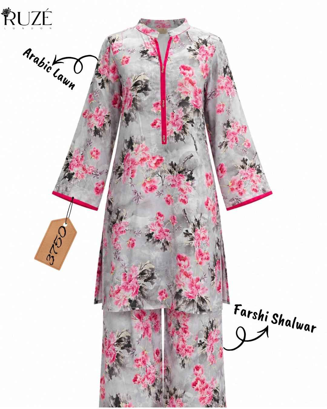 Rose Éclat – Pink Arabic Lawn 2 Piece Ensemble